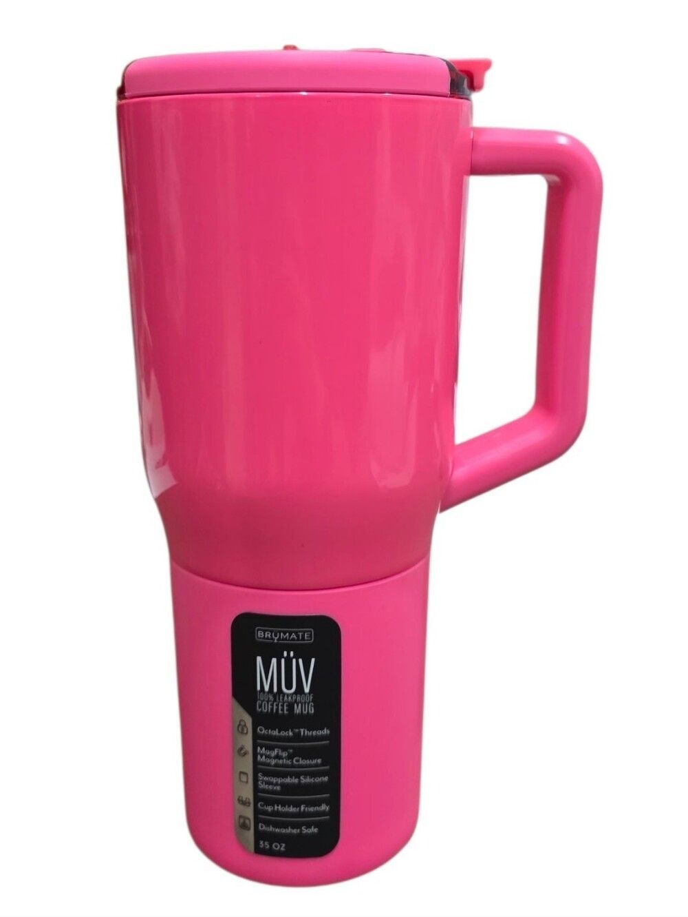 NWT BrüMate Müv 35 oz Leakproof Insulated Travel Coffee Mug Neon Pink